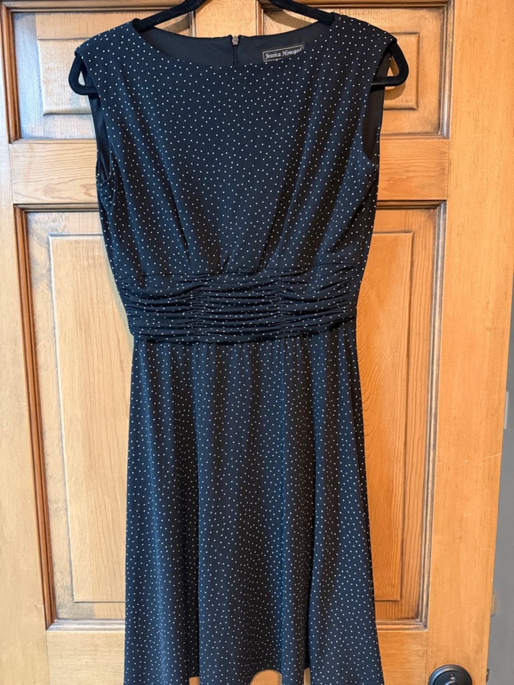 Jessica Howard Black with White Polka Dot Fit-and-Flare Dress